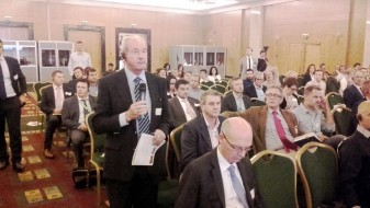 presidente de AVA-ASAJA, Cristóbal Aguado, durante el Congreso del Copa-Cogeca, que representa a las organizaciones agrarias y cooperativas de la Unión Europea, celebrado hoy en Atenas.