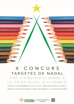 cartel-x-concurs-nadal-cra-2016 Caixa Rural d’Algemesí organiza el X Concurso de Tarjetas de Navidad “Vine a dibuixar el Nadal 2016”, la veu d'alemesi